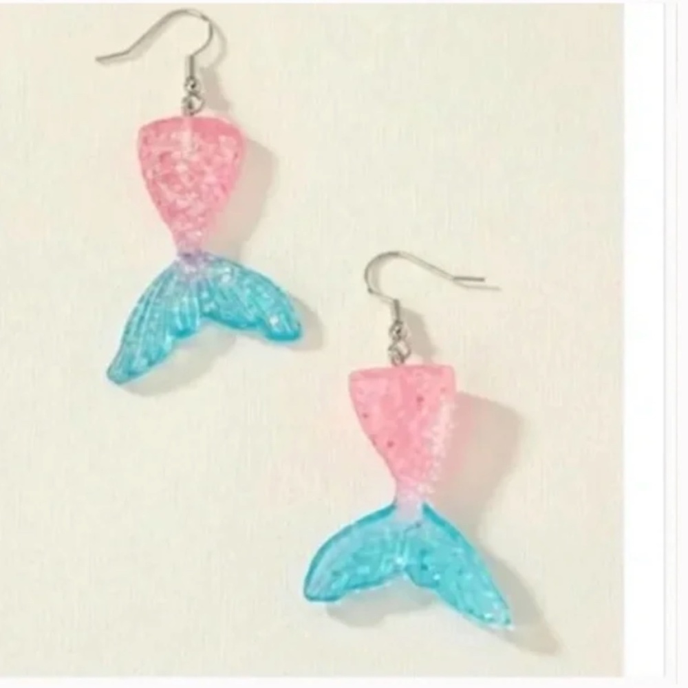 ❤️ FREE Mermaid Glitter Sea Shimmer Ocean Woman Tail Girly Chic Trendy Earrings
